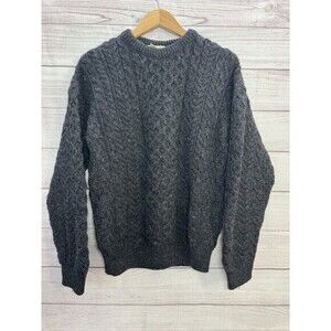 Vintage Carraig Donn Gray 100% Wool Irish Fisherman  Sweater S